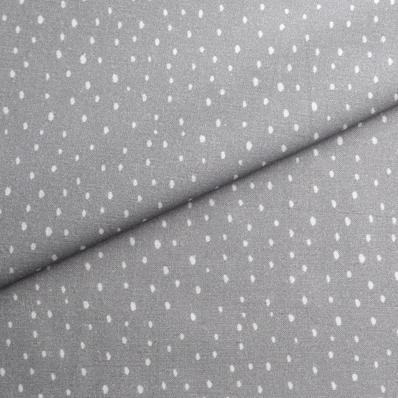 Tela orgánica estampada gotas gris (CM) CERTIFICADO GOTS