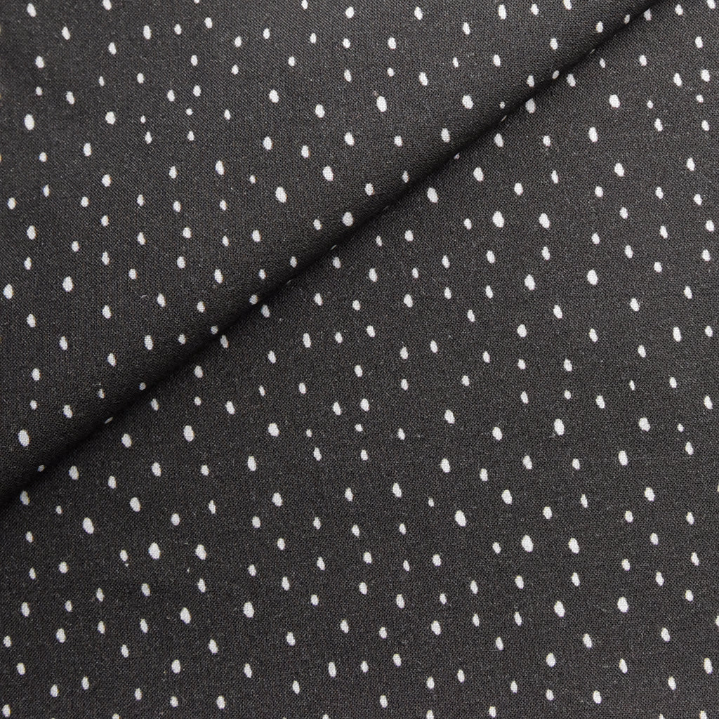 Tela orgánica estampada gotas antracita (CM) CERTIFICADO GOTS