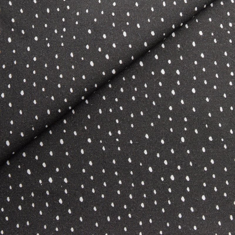 Tela orgánica estampada gotas antracita (CM) CERTIFICADO GOTS