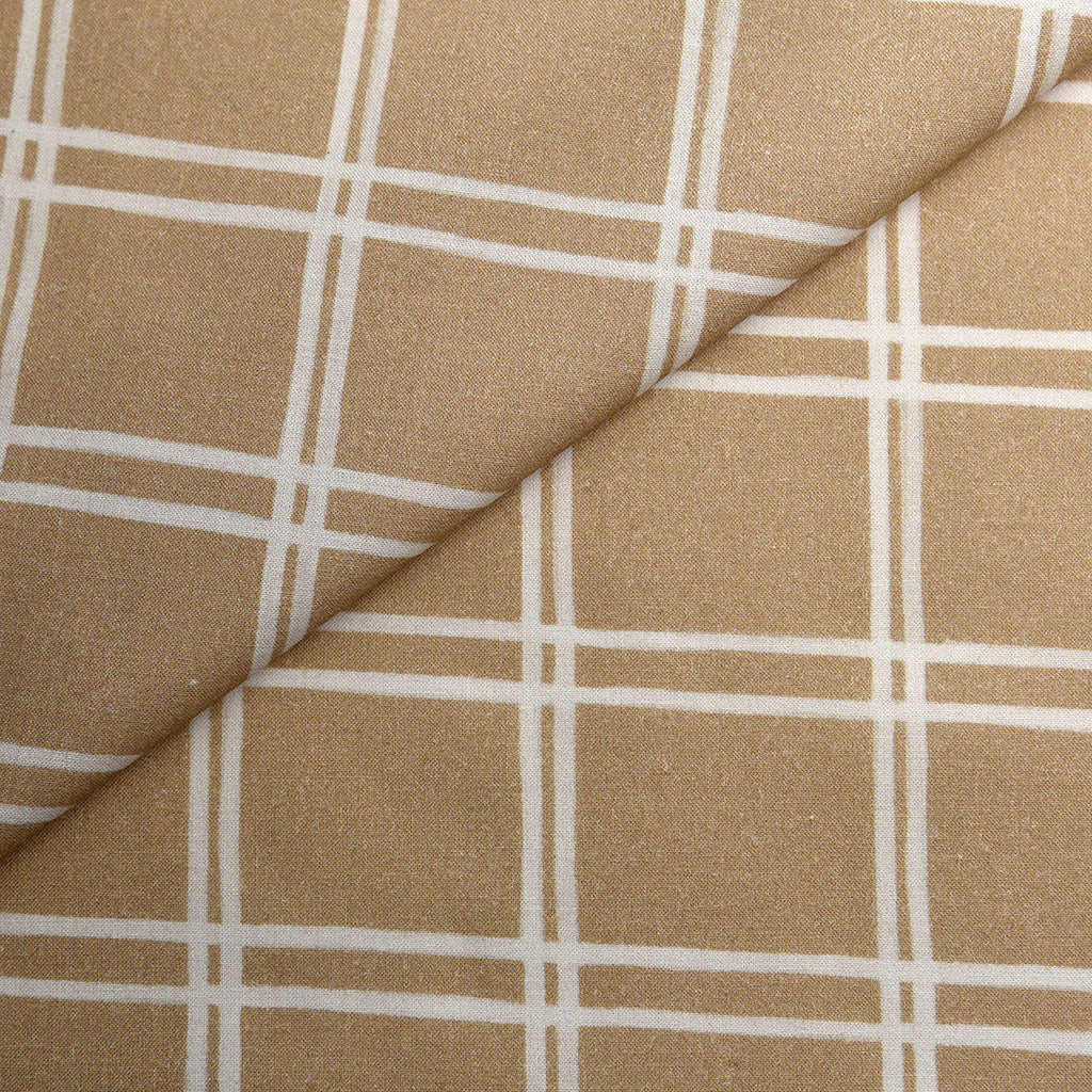 Tela estampada orgánica cuadros picnic color marrón nude (CM) CERTIFICADO GOTS