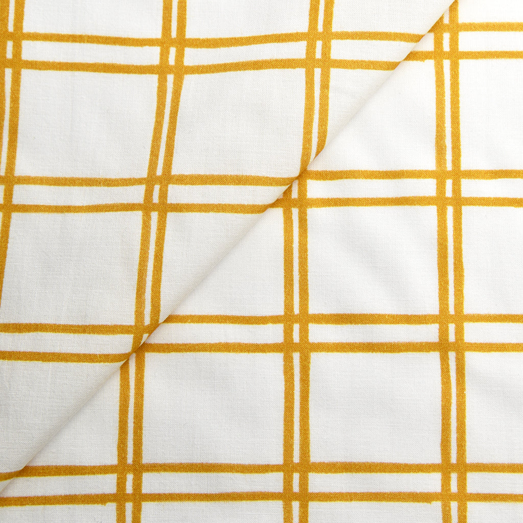 Tela estampada orgánica cuadros picnic color ocre (CM) CERTIFICADO GOTS