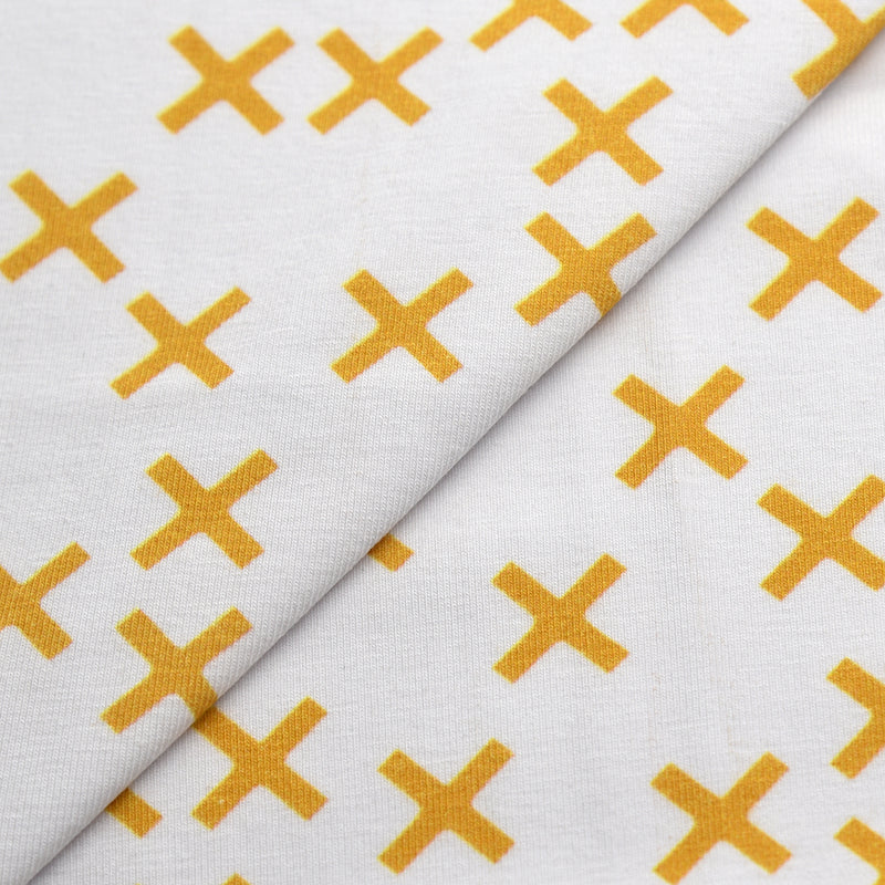 Tela punto estampado cruces ocre (CM)