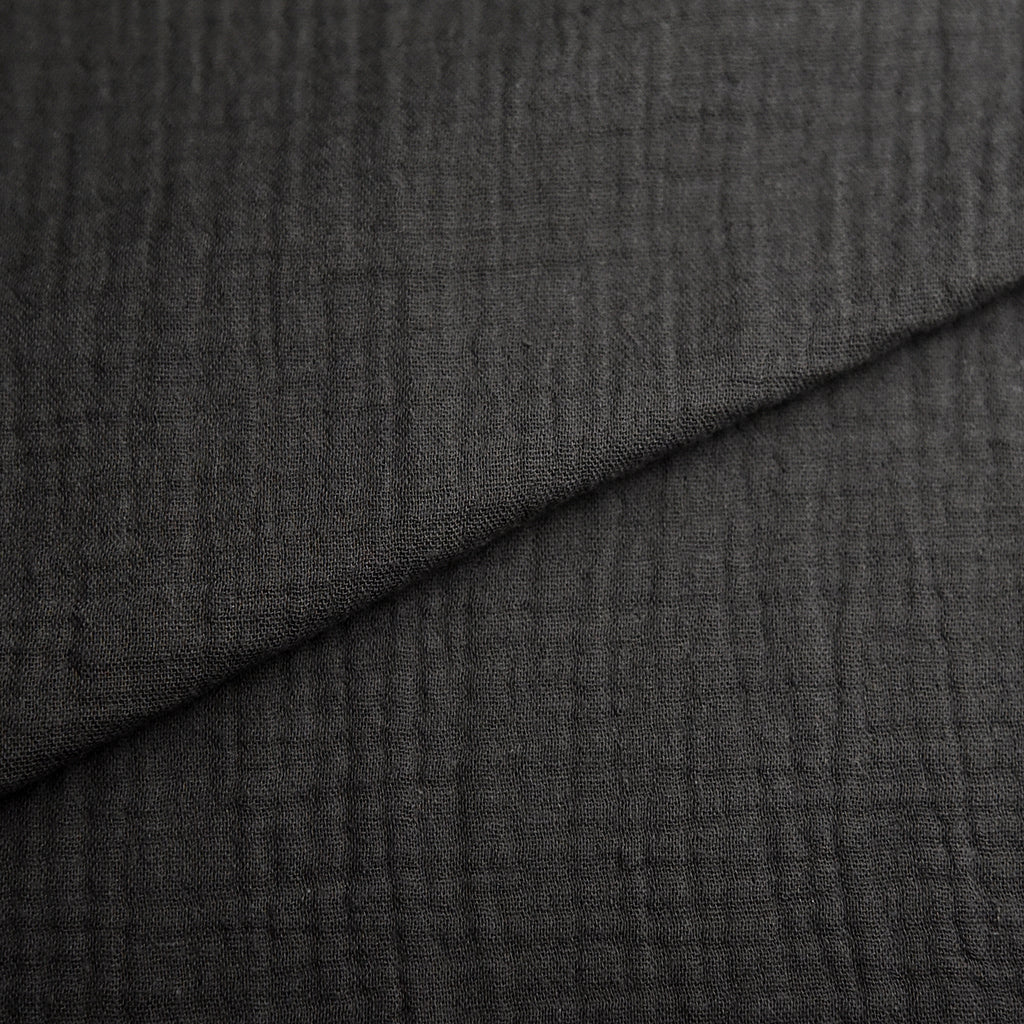 Tela doble gasa orgánica con efecto arrugado grafito (CM) CERTIFICADO GOTS