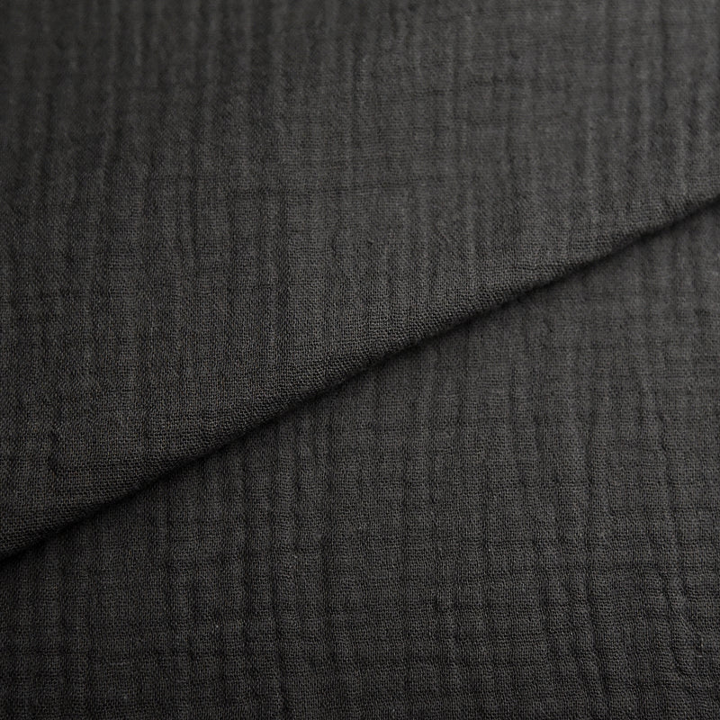 Tela doble gasa orgánica con efecto arrugado grafito (CM) CERTIFICADO GOTS