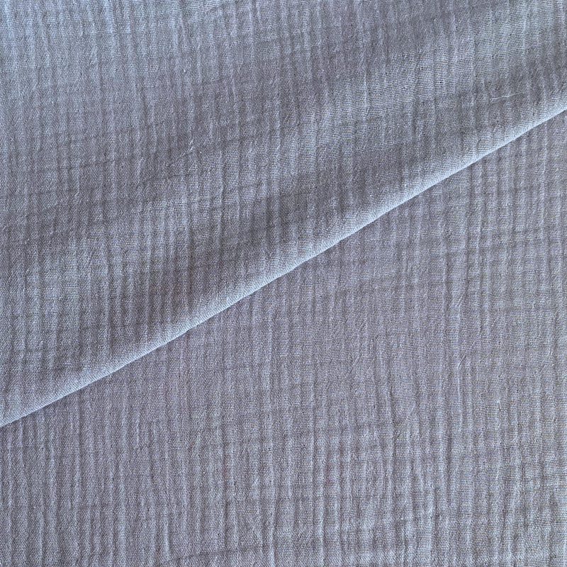 Tela doble gasa/muselina orgánica con efecto arrugado azul artic (CM) CERTIFICADO GOTS