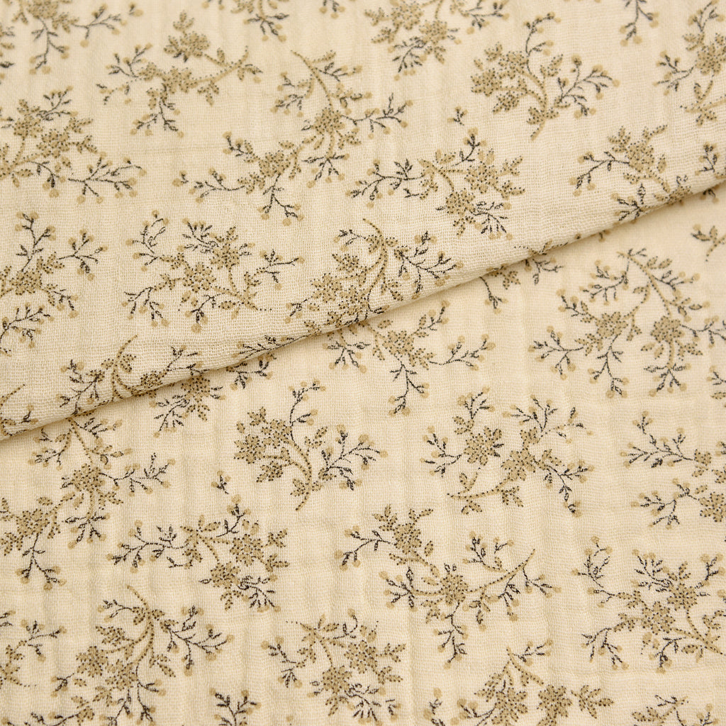 Tela doble gasa/muselina orgánica estampada flores (6 MTRS) CERTIFICADO GOTS