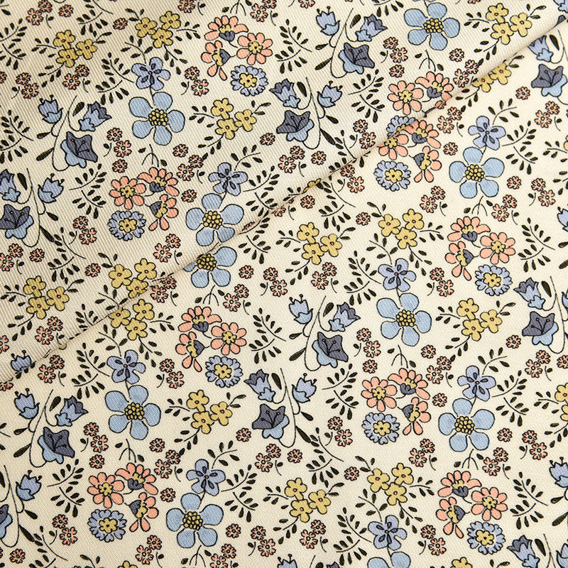 Tela viyela/viella estampada flores azul (CM) CERTIFICADO GOTS