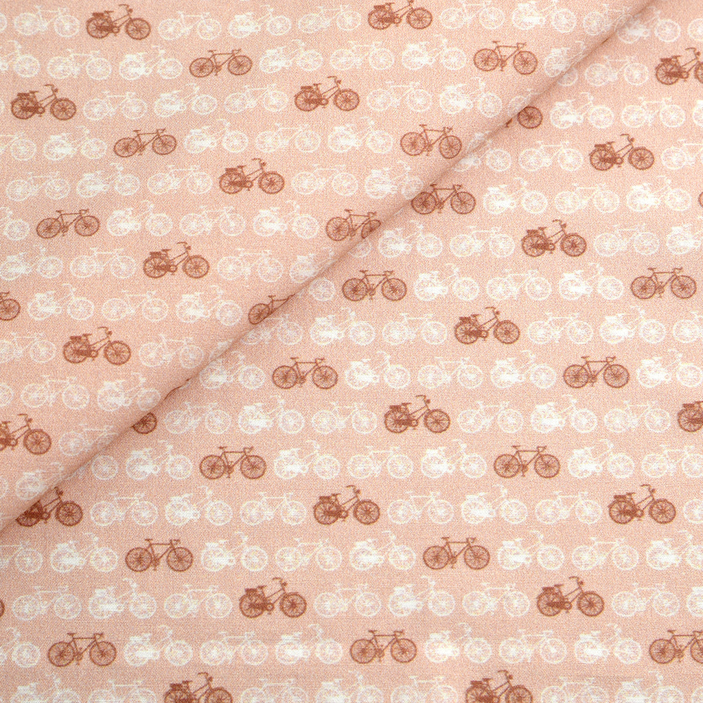 Tela 100% algodón estampado bicicletas rosa (CM)