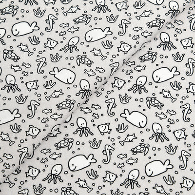 Tela 100% algodón estampado bajo el mar (6 MTRS)