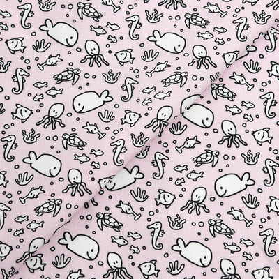 Tela 100% algodón estampado bajo el mar (6 MTRS)