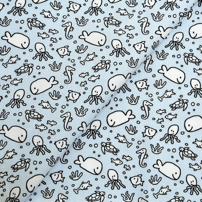 Tela 100% algodón estampado bajo el mar azul baby (CM)