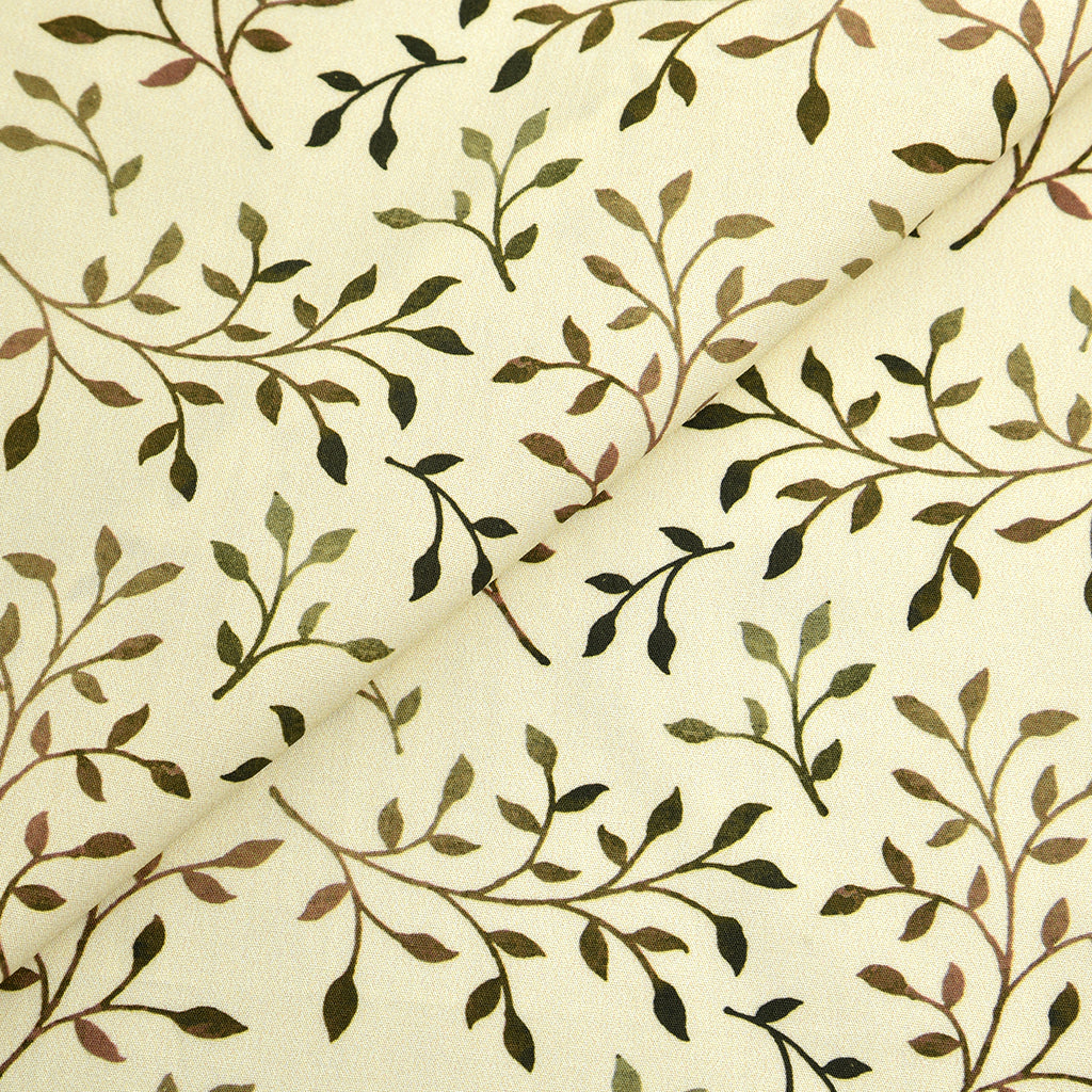 Tela 100% algodón estampado ramitas beige (CM)