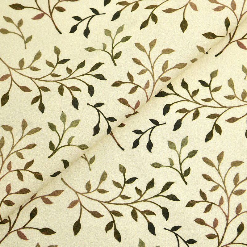 Tela 100% algodón estampado ramitas beige (CM)