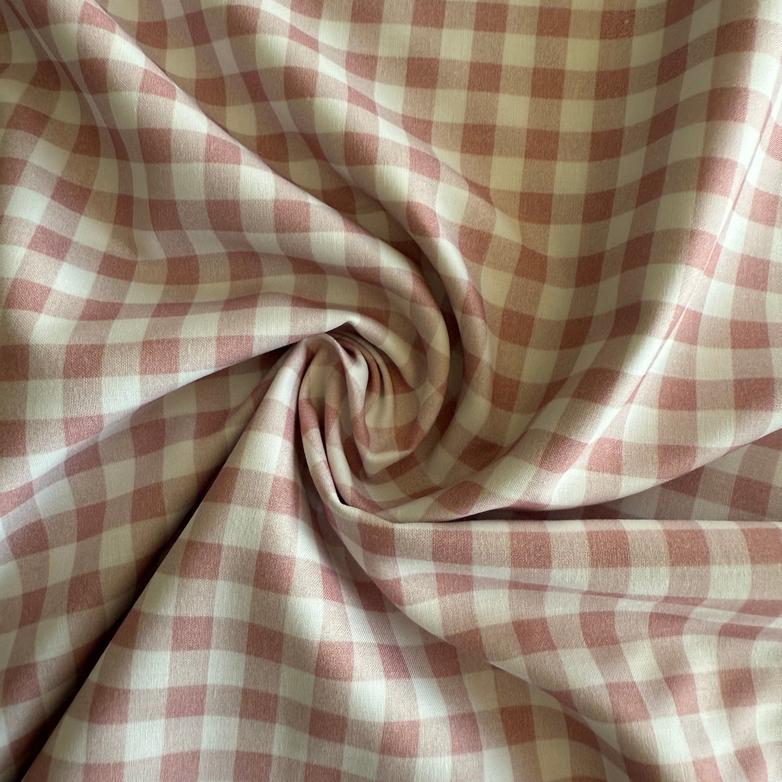 TELA VICHY ALGODON ROSA EMPOLVADO (cuadro 8mm) GOTS