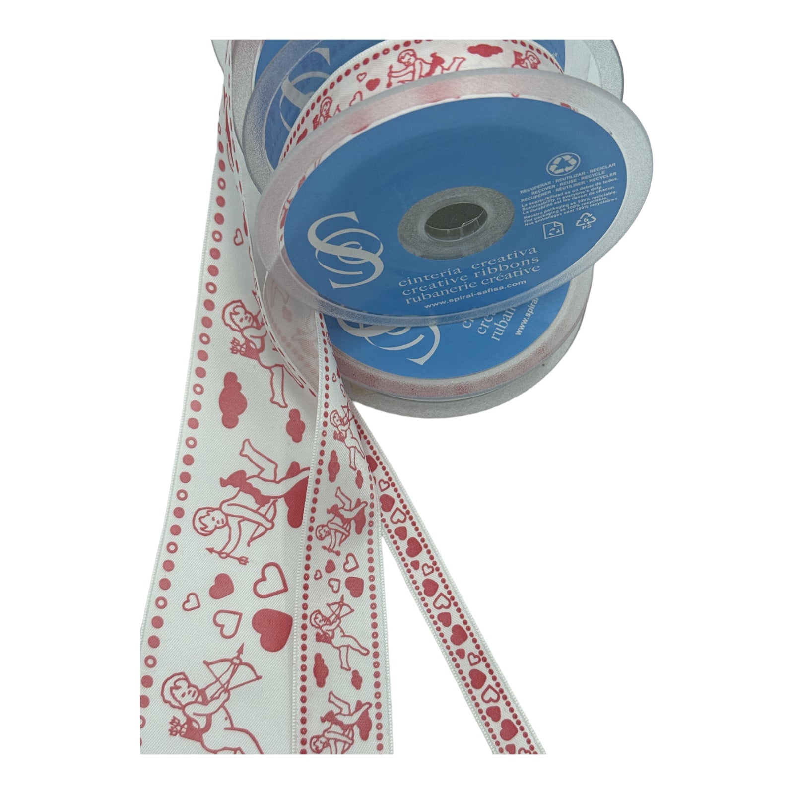 Cinta de satén CORAZONES Y CUPIDOS  ROLLO