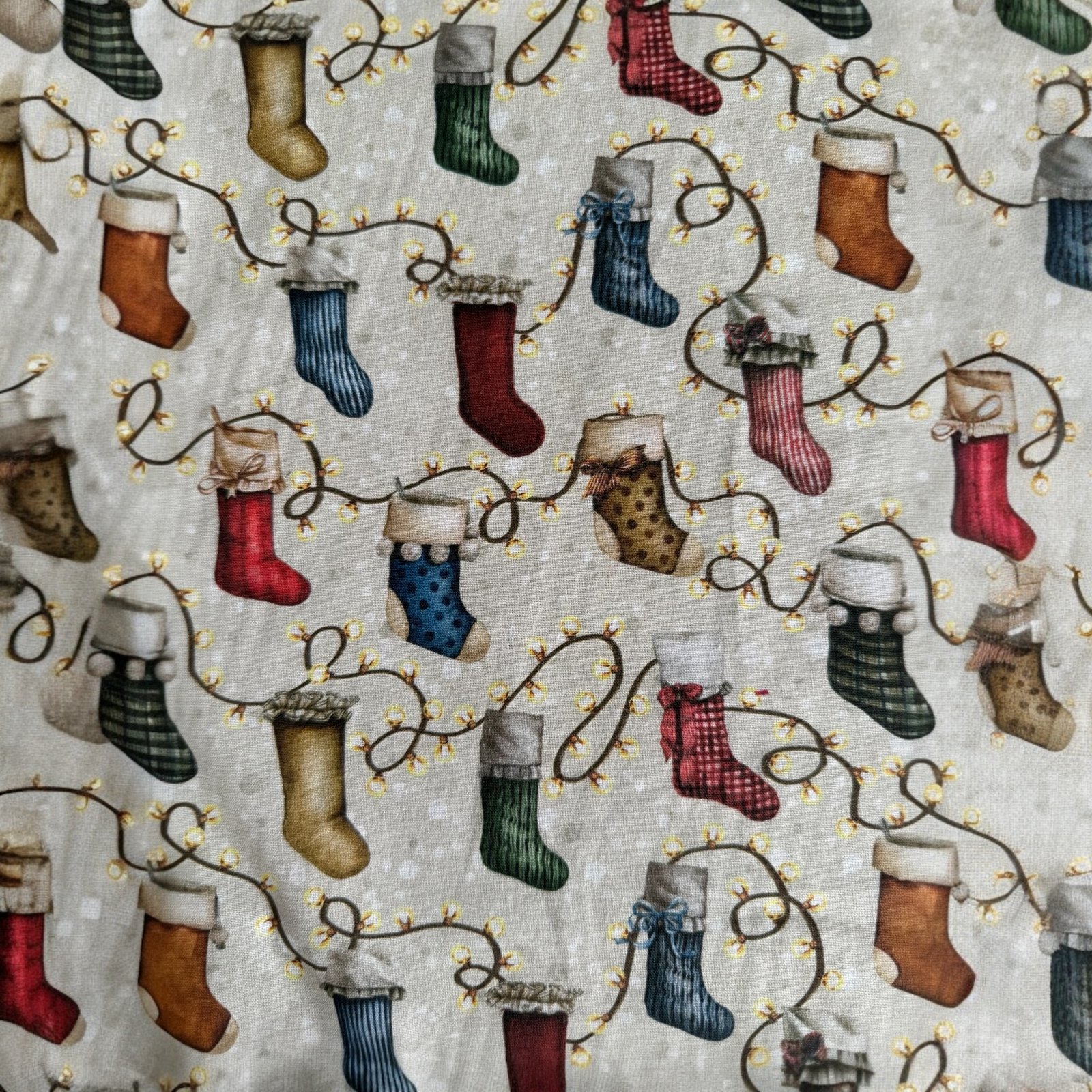 TELA NAVIDAD POPELÍN ALGODÓN CALCETINES