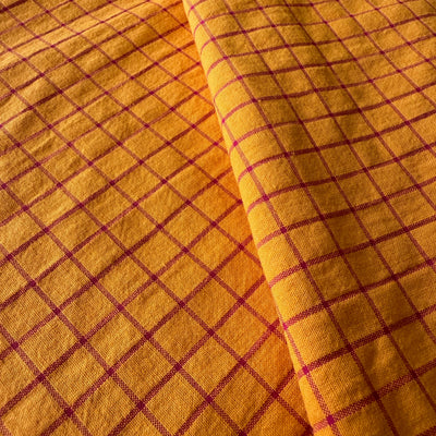 Tela 100% algodón cuadros naranja y rosa