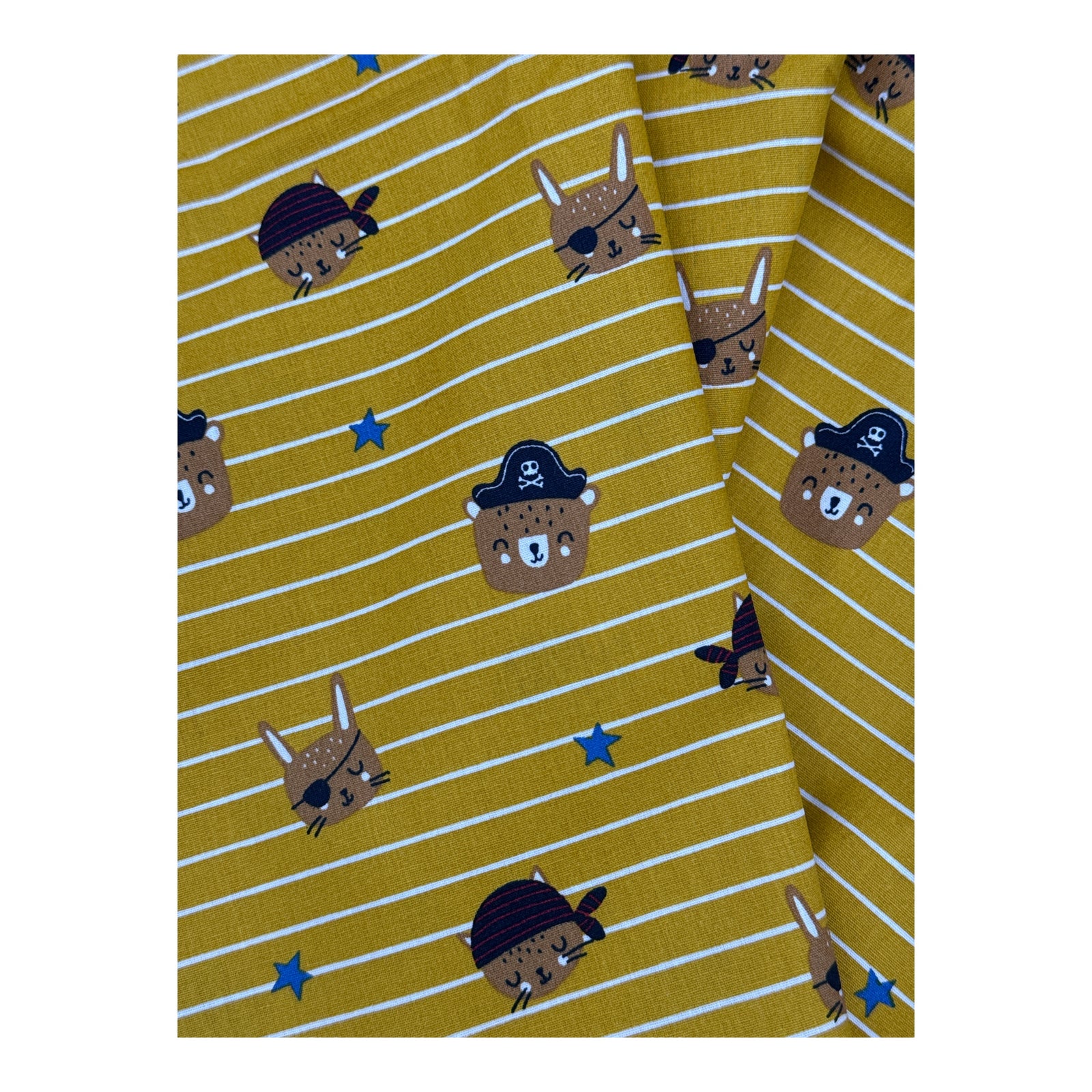 TELA Algodón CARAS ANIMALES PIRATAS CERTIFICADO OEKO-TEX