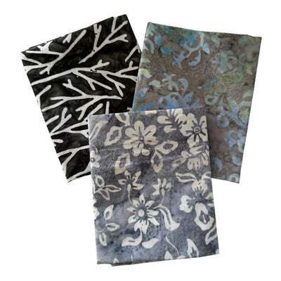 Pack 3 fat quarters batik grises y neutros