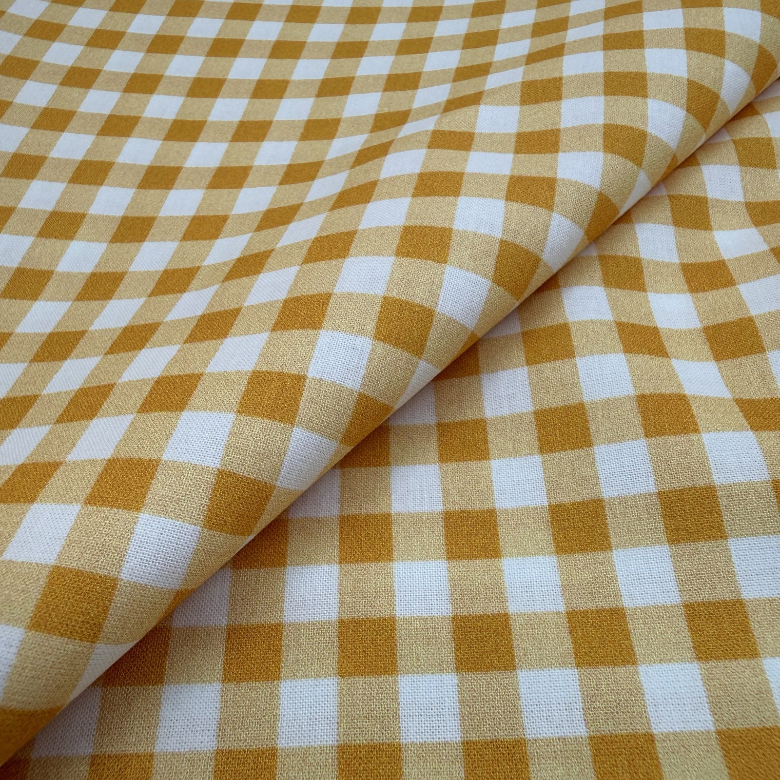 TELA POPELIN ALGODÓN 100% VICHY AMARILLO CERTIFICADO GOTS