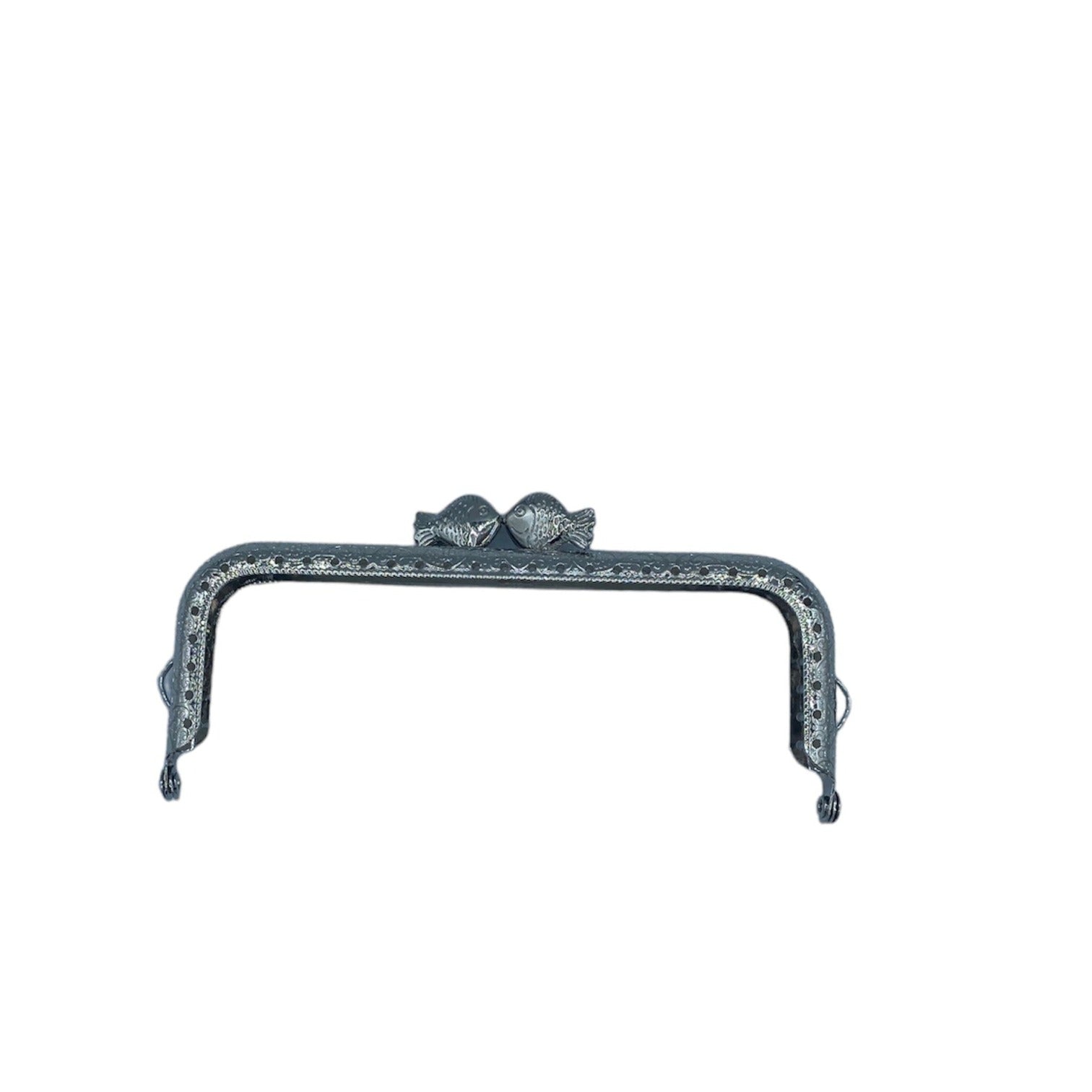 BOQUILLA METALICA PARA MONEDERO/BOLSO. PLATEADA. CIERRE EN FORMA DE PEZ.