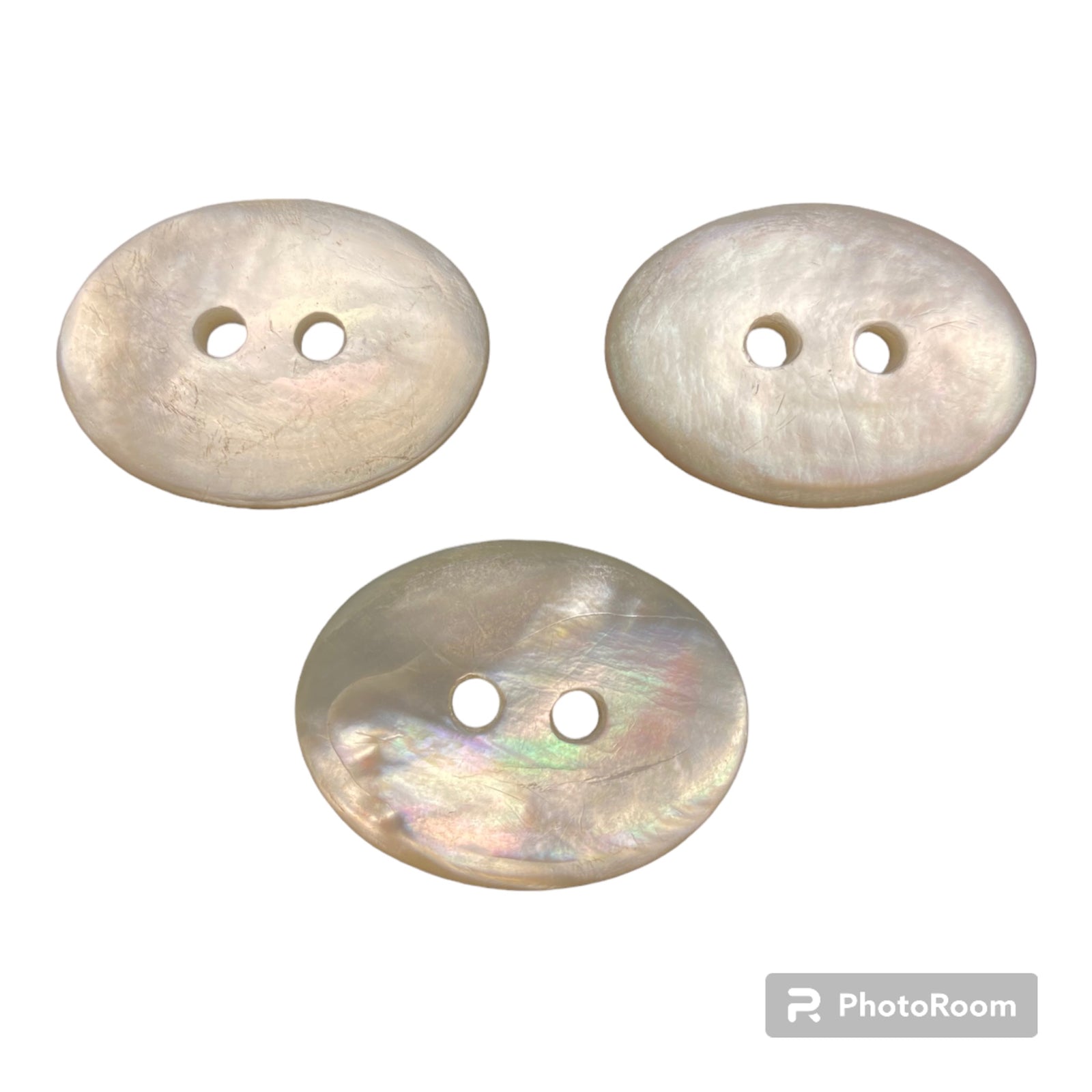 PACK 3 BOTONES NÁCAR ANTIGUOS OVALADOS