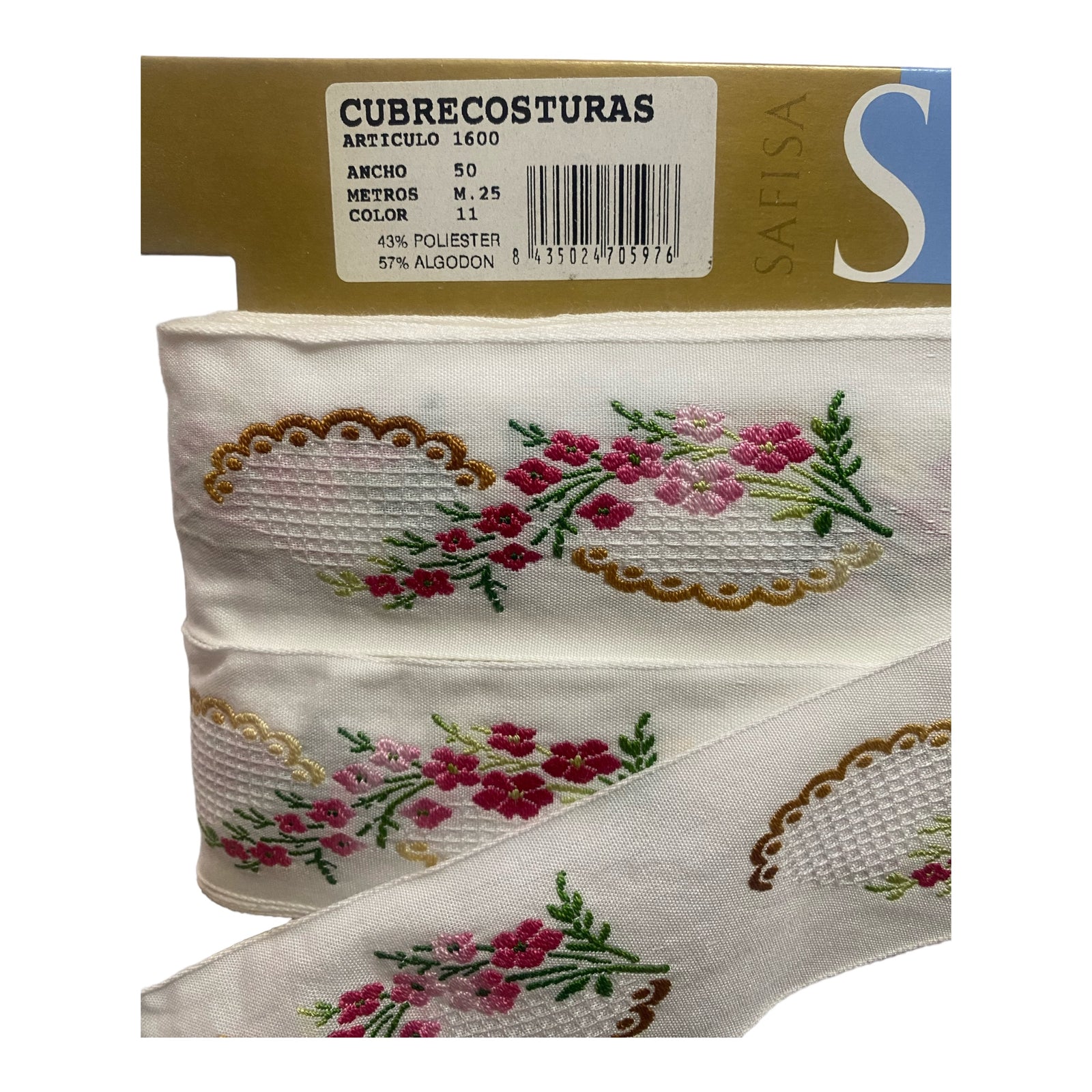 CUBRECOSTURAS VINTAGE FLORES ancho 50mm