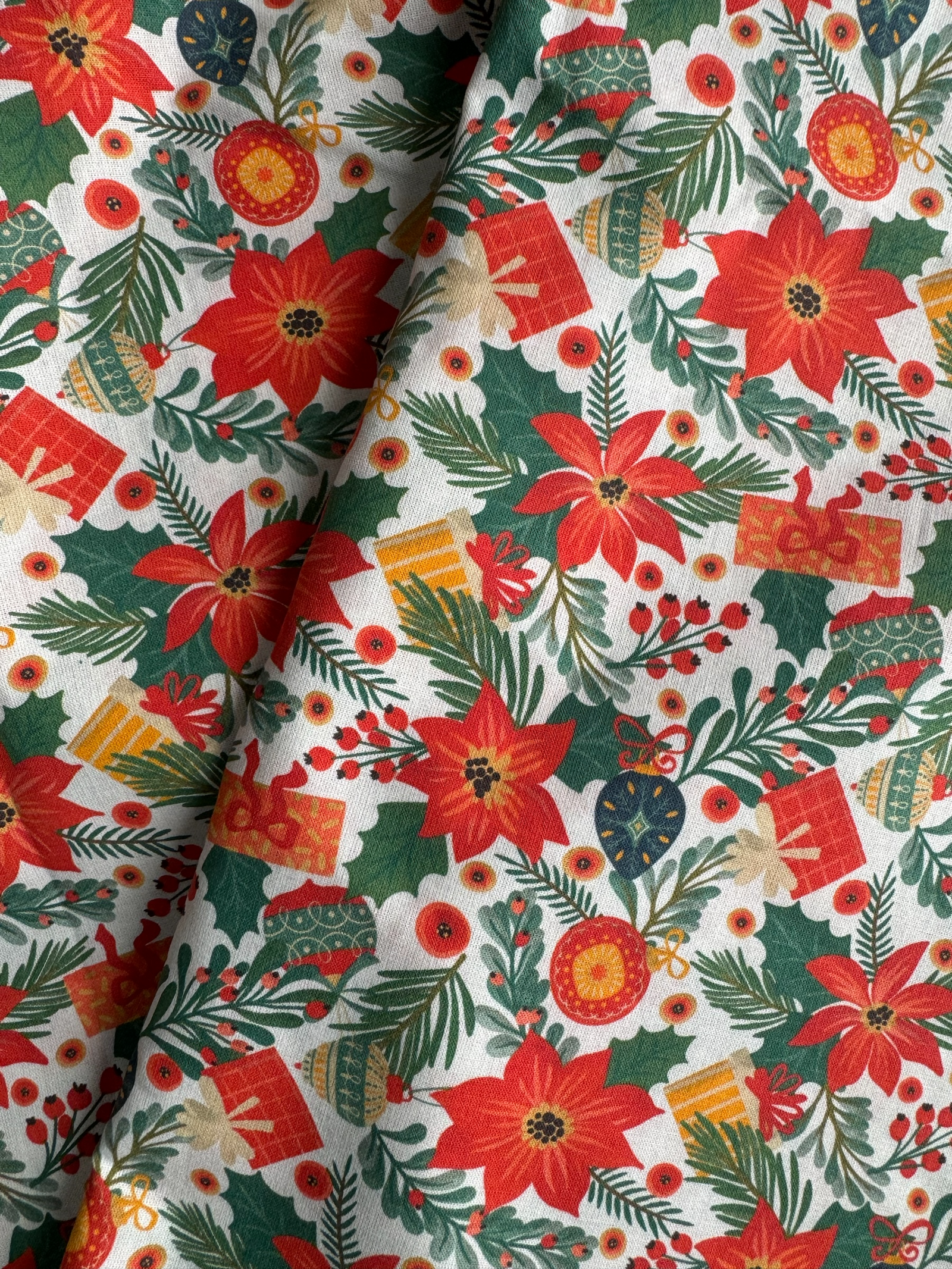 TELA NAVIDAD POPELÍN ALGODÓN PONSETIA