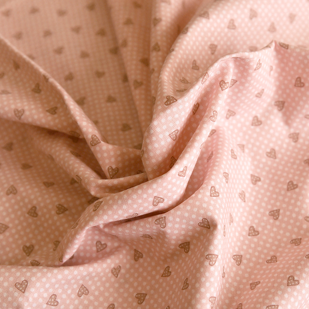 Tela estampada corazones vintage rosa ash (CM)