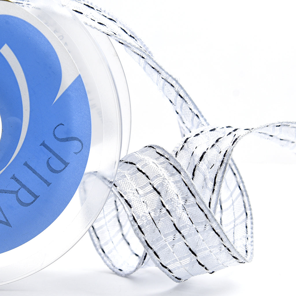 Cinta Navidad para decoración con alambre color gris/plata