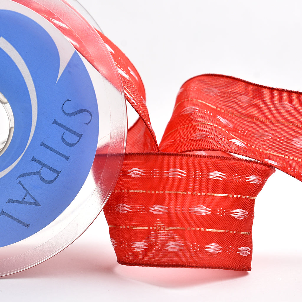 Cinta Navidad para decoración con alambre color rojo