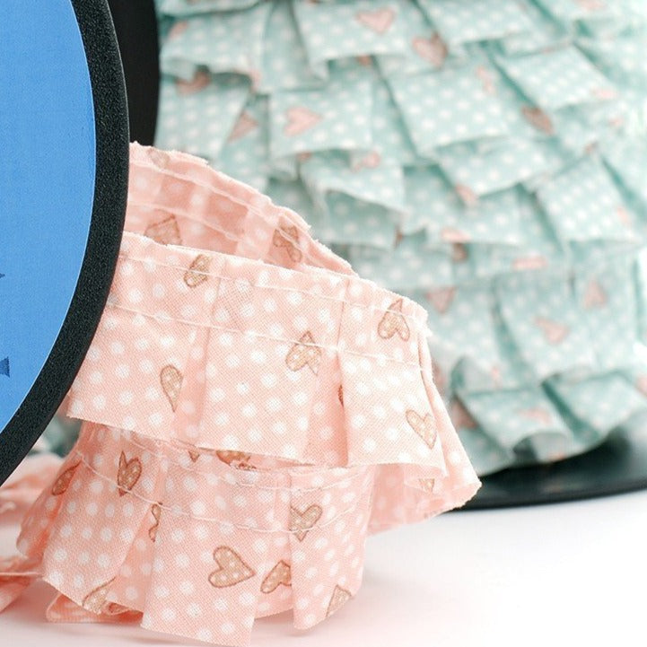 Cinta plisada corazones vintage