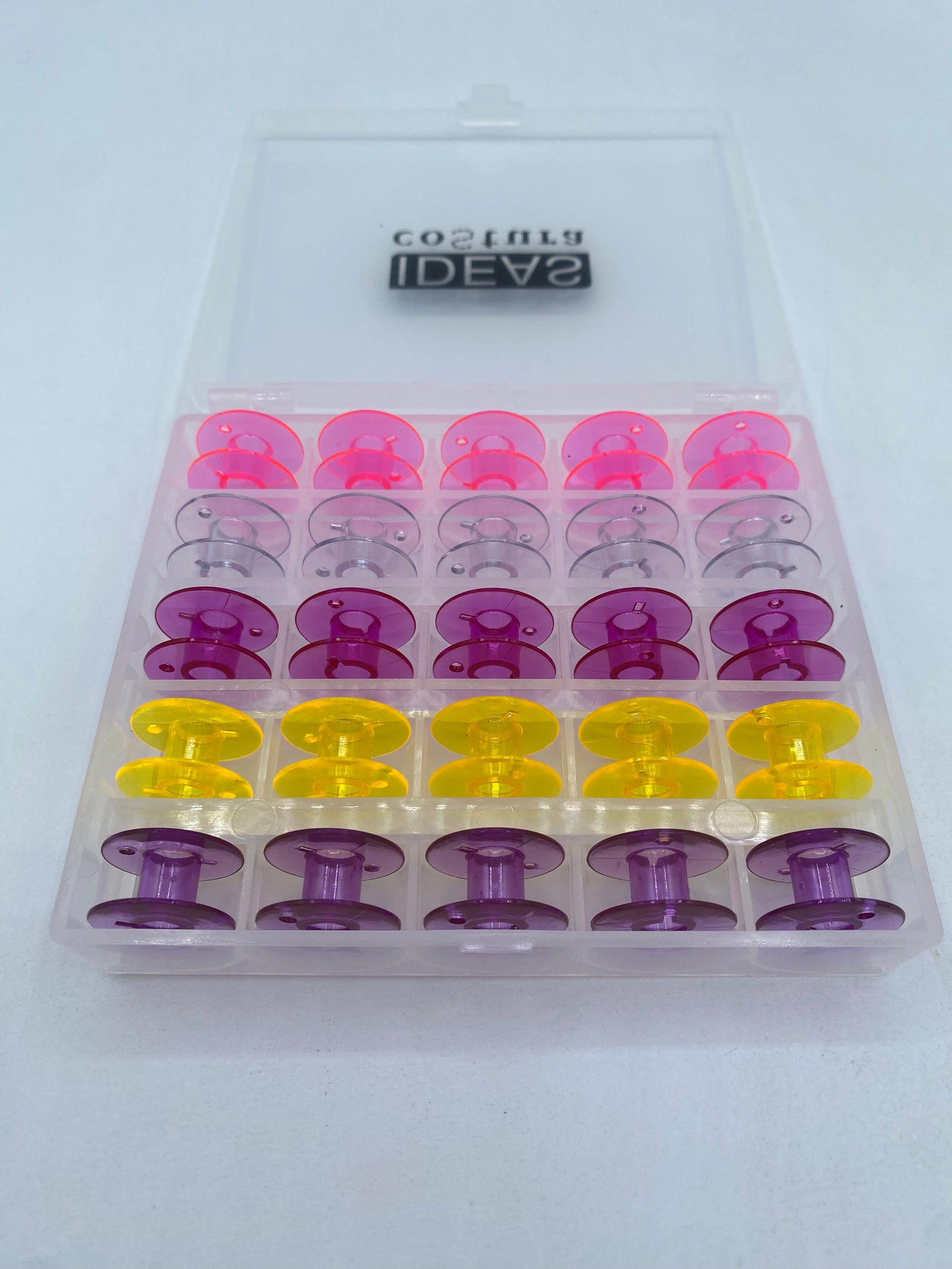 CAJA ORGANIZADORA DE CANILLAS DE COLORES PARA MAQUINAS DE COSER