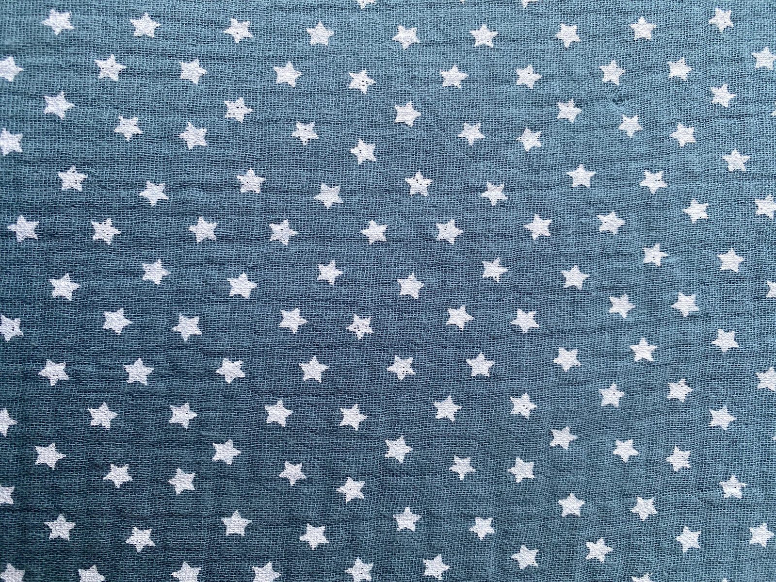 Tela doble gasa/muselina orgánica estampado estrellas Azul/Gris