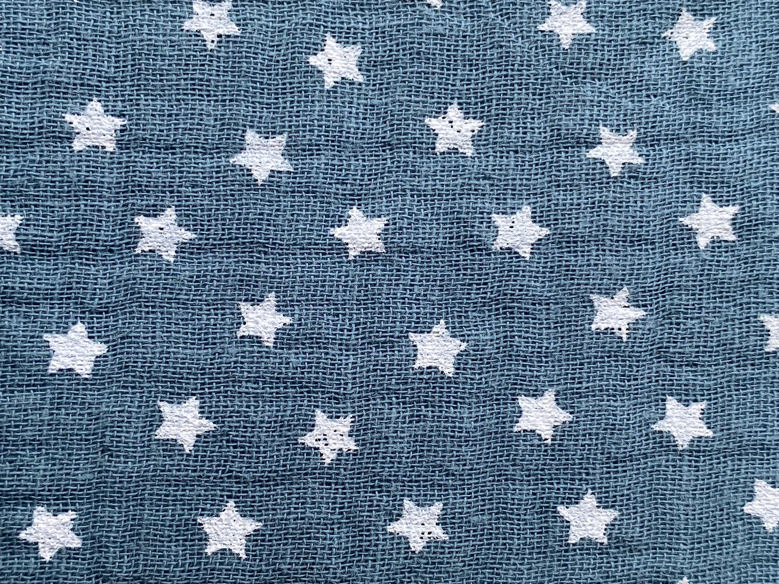 Tela doble gasa/muselina orgánica estampado estrellas Azul/Gris