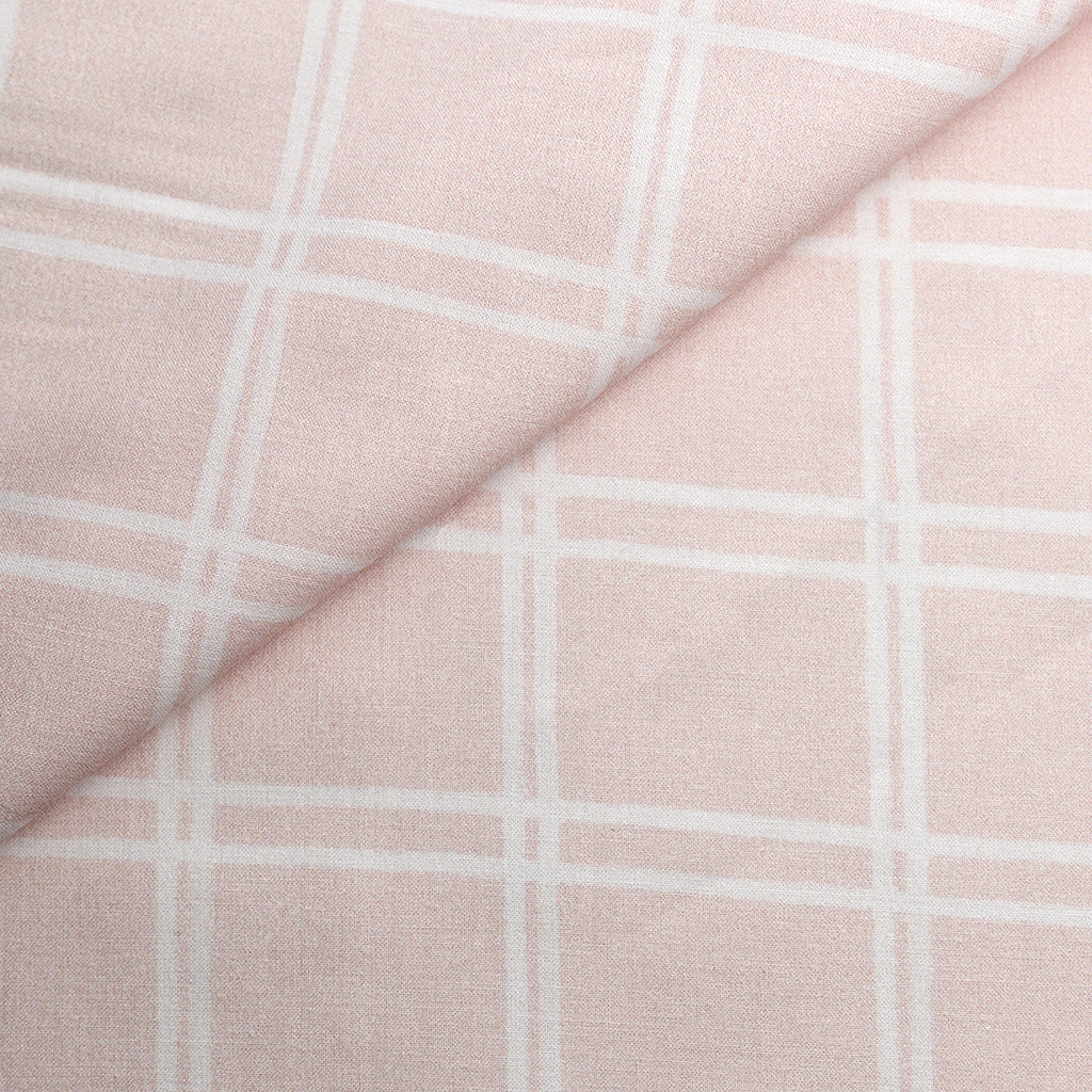 Tela estampada orgánica cuadros picnic color rosa baby (CM) CERTIFICADO GOTS