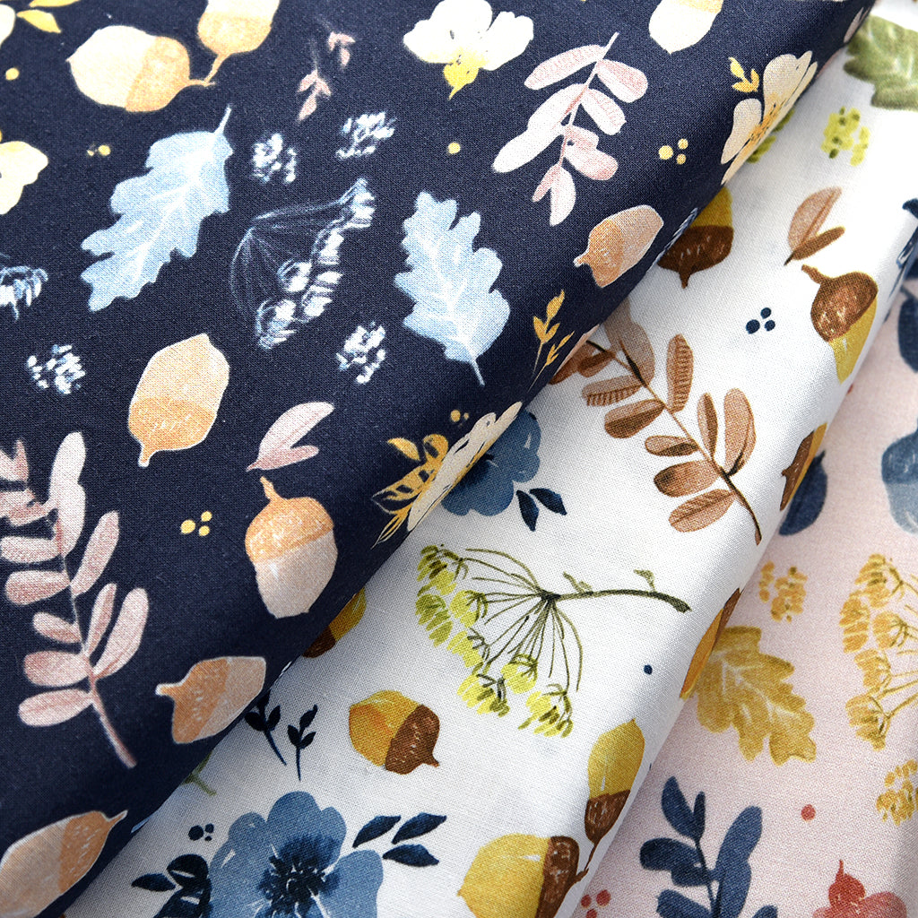 Tela estampada 100% algodón flores y hojas nature (6 MTRS) CERTIFICADO GOTS