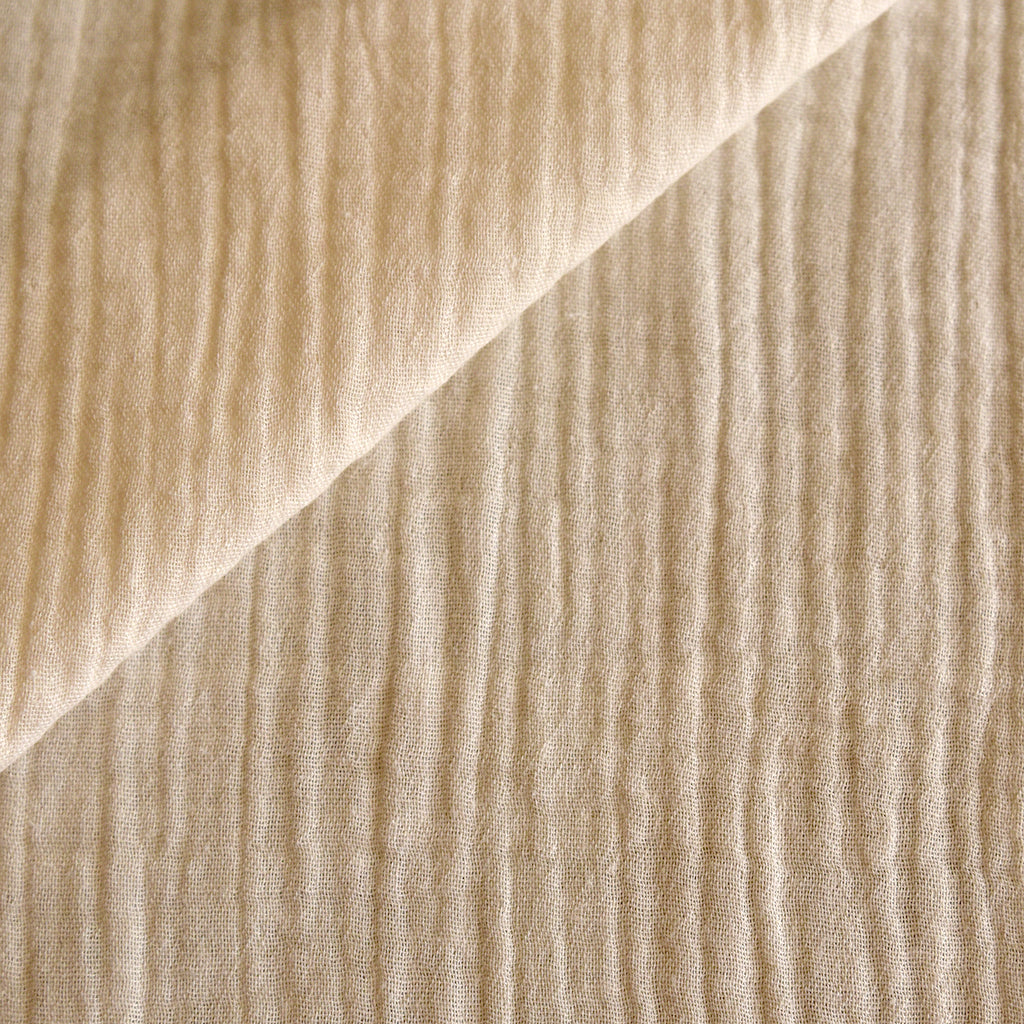 Tela doble gasa/muselina orgánica con efecto arrugado natural/crudo (CM) CERTIFICADO GOTS