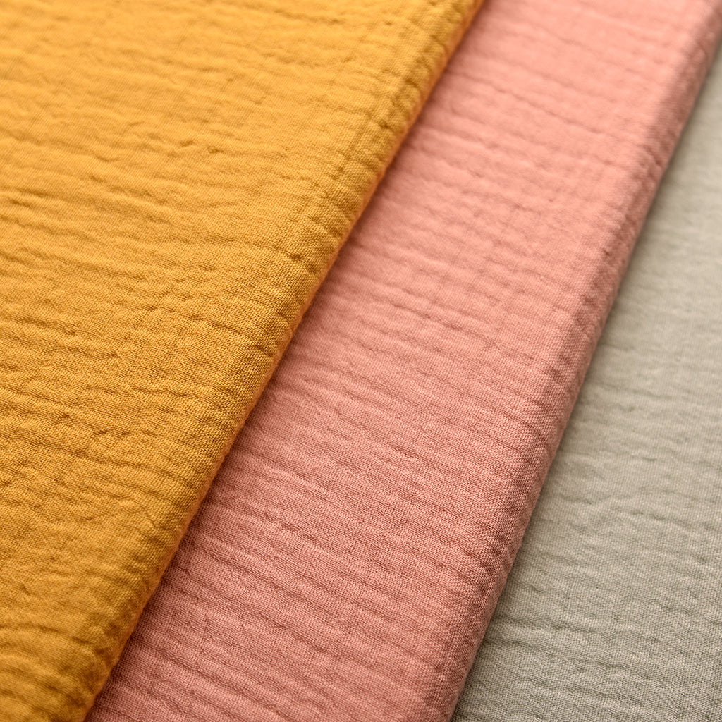 Tela doble gasa/muselina orgánica con efecto arrugado (6 MTRS) CERTIFICADO GOTS