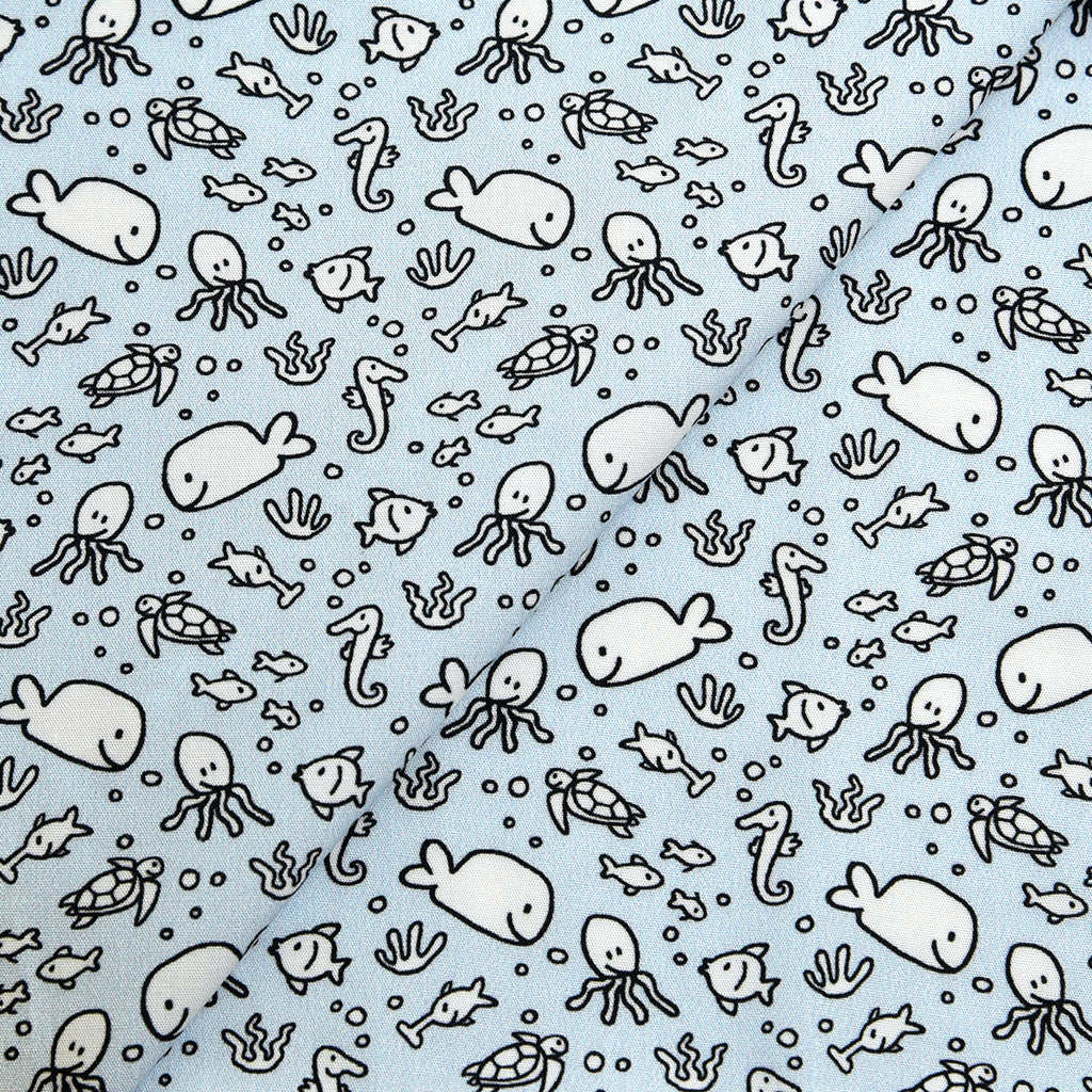 Tela 100% algodón estampado bajo el mar azul baby (CM)